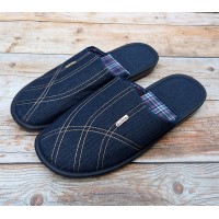 Комнатные мужские джинсовые тапочки БЕЛСТА (BELSTA) B566 синие