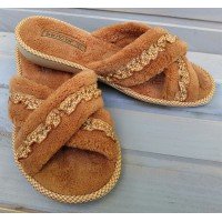 Комнатные женские махровые тапочки открытые БЕЛСТА (BELSTA) B824 коричневые Комнатные женские махровые тапочки открытые БЕЛСТА (BELSTA) B824 коричневые